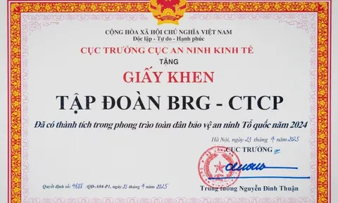 Tập đoàn BRG nhận giấy khen trong phong trào “Toàn dân Bảo vệ An ninh Tổ quốc năm 2024”