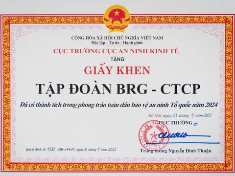 Tập đoàn BRG nhận giấy khen trong phong trào “Toàn dân Bảo vệ An ninh Tổ quốc năm 2024”